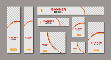 Set of modern web banners template design in standard sizes.  ad banner size template for sales promotion and advertising