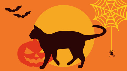 silhouette cat on halloween