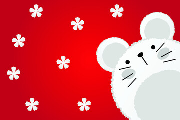 Chinese Zodiac Sign Year Red paper cut rat, Happy Chinese New Year 2023 year of the rat  (Translation: Lucrative Happy Chinese New Year)
