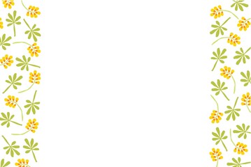 A frame made of flowers and leaves. Cute children's illustration.