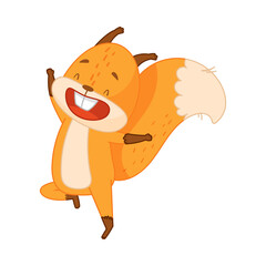 Funny Orange Squirrel Character with Bushy Tail Jumping with Joy Vector Illustration