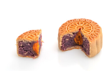 Chinese moon cake purple sweet potato and egg yolk flavour
