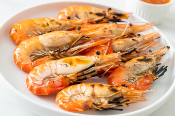 grilled river prawns or shrimps