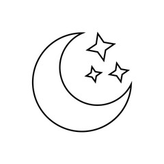 Night moon and star thin line icon linear