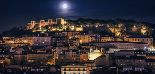Castelo de S. Jorge by Night - panoramic view