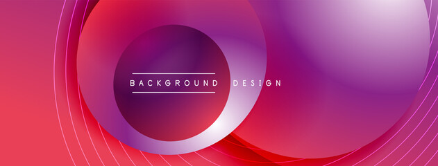 Gradient circles with shadows. Vector techno abstract background. Modern overlapping forms wallpaper background, design template