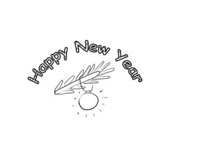 Happy New Year. Coloring book, text. Coloration page for kids or adult. Vector illustration modern