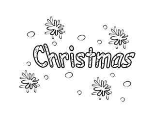 Christmas. Coloring book, text. Coloration page for kids or adult. Vector illustration modern