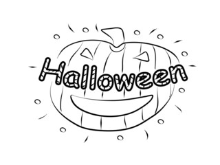 Halloween. Coloring book, text. Coloration page for kids or adult. Vector illustration modern