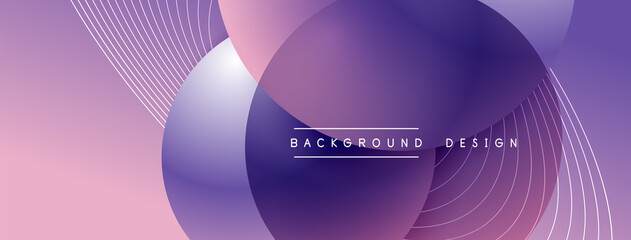 Gradient circles with shadows. Vector techno abstract background. Modern overlapping forms wallpaper background, design template