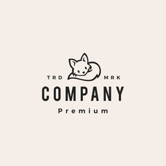 cute fox hipster vintage logo vector icon illustration