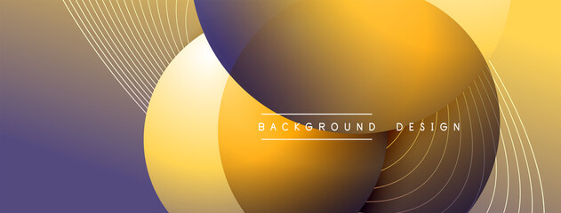 Gradient circles with shadows. Vector techno abstract background. Modern overlapping forms wallpaper background, design template