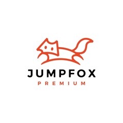 jumping fox outline line art logo vector icon illustration