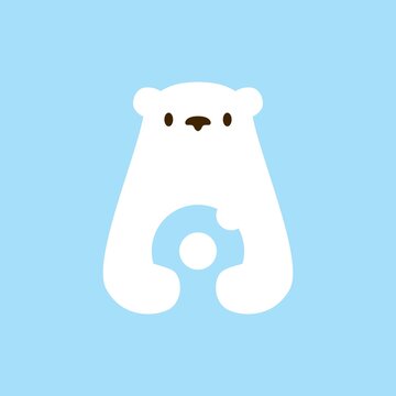 polar bear donuts negative space logo vector icon illustration