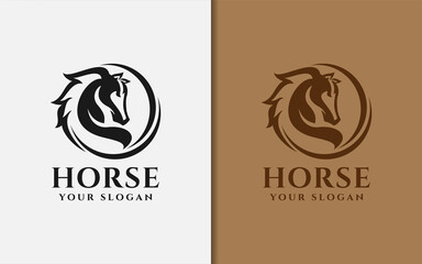 Minimalist Elegant Black Horse Logo Design. Usable For Business and Brand Company. Vector Logo Illustration.