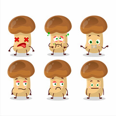 Straw mushroom cartoon character with nope expression