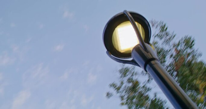 Gimbal shot of a lamp post in downtown Denver, Colorado