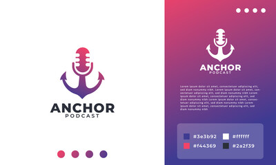 Simple Anchor Podcast Logo Design Template Element