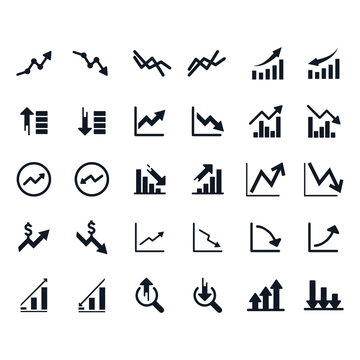 Growth and Decline Business Infographic Icons stock illustration