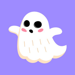 Cute ghost symbol vector doodle. Cartoon spirit happy halloween illustration