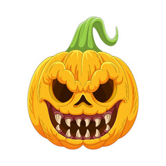 Cartoon Halloween pumpkin with scary face