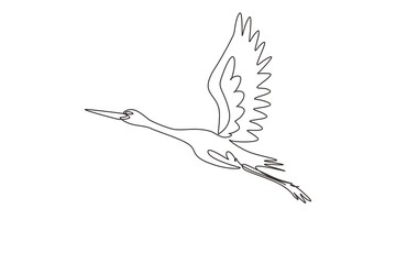 Single continuous line drawing storks flying in sky. Bird as symbol for baby shower, delivery, news, pregnancy. Spring mood concept. Bird life nature. One line draw graphic design vector illustration