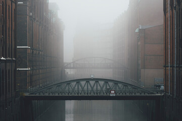 Speicherstadt Hamburg bei Nebel