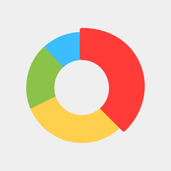 Vector illustration of pie chart icon in flat style for any projects