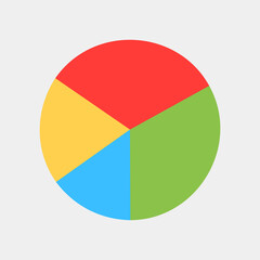 Vector illustration of pie chart icon in flat style for any projects