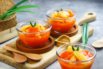 Asinan Buah or Indonesian pickled mixed fruits, spicy sweet and sour taste.  