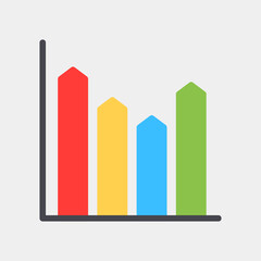 Vector illustration of bar chart icon in flat style for any projects
