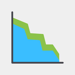 Vector illustration of area chart icon in flat style for any projects