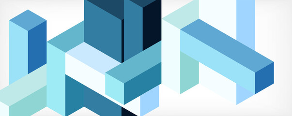 Obraz premium Abstract background. 3d cubes, cubic elements and blocks. Techno or business concept for wallpaper, banner, background, landing page