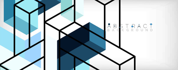 Abstract background. 3d cubes, cubic elements and blocks. Techno or business concept for wallpaper, banner, background, landing page