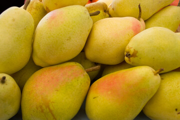 Fruit. Beautiful ripe yellow pears.