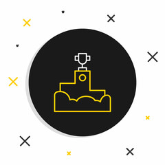 Line Award over sports winner podium icon isolated on white background. Colorful outline concept. Vector