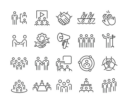 Business Team Icons - Vector Line Icons. Editable Stroke. Vector Graphic