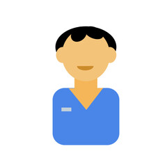 Icon - a male medical professional in blue clothes. 