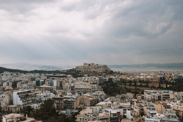 Fototapeta na wymiar Aerial view of Athens and the Acropolis 
