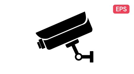 Surveillance camera Icon. Vector isolated editable black and white illustration