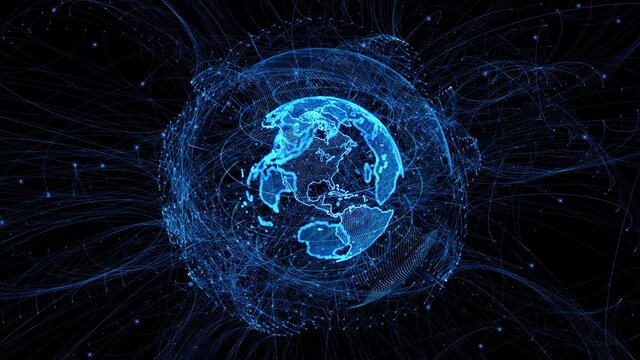 Global communication network concept. Digital transformation. DX.