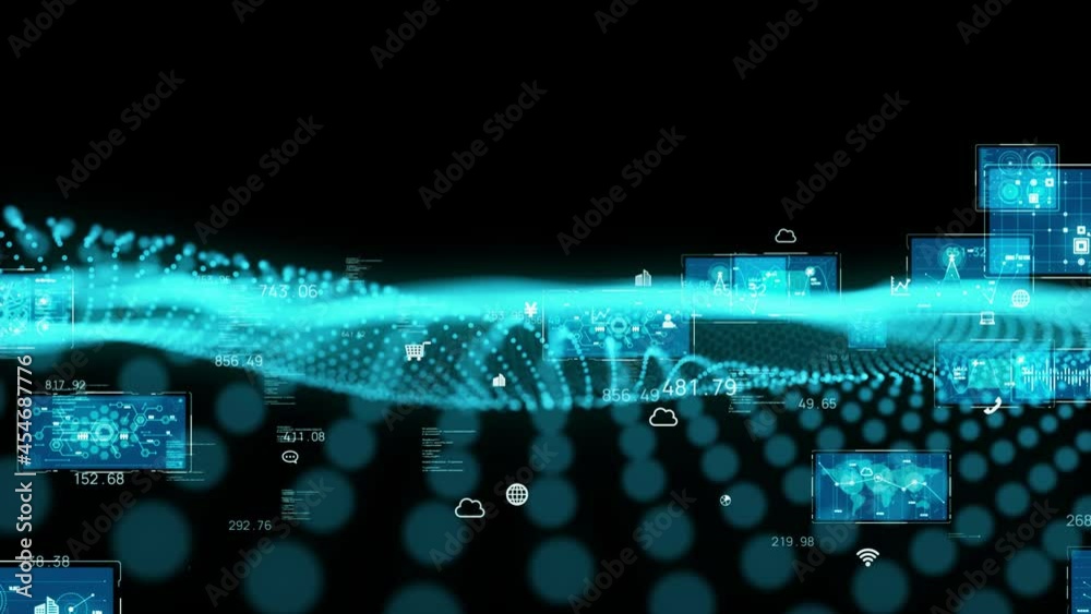 Poster Communication network concept. GUI (Graphical User Interface).