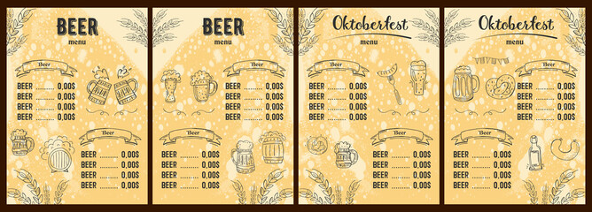 Oktoberfest 2021 - Beer Festival. Hand-drawn Doodle Elements. Vertical Beer Menu.
