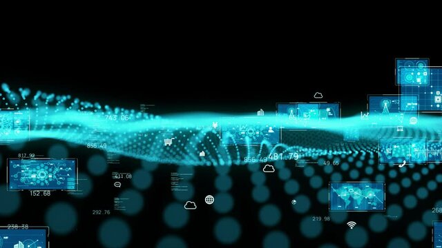 Communication network concept. GUI (Graphical User Interface).