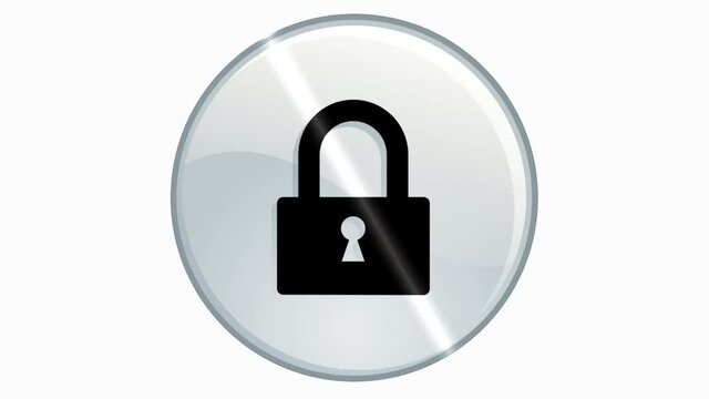 Lock button logo animation in alpha channel (transparent background) high-quality footage easy to use.