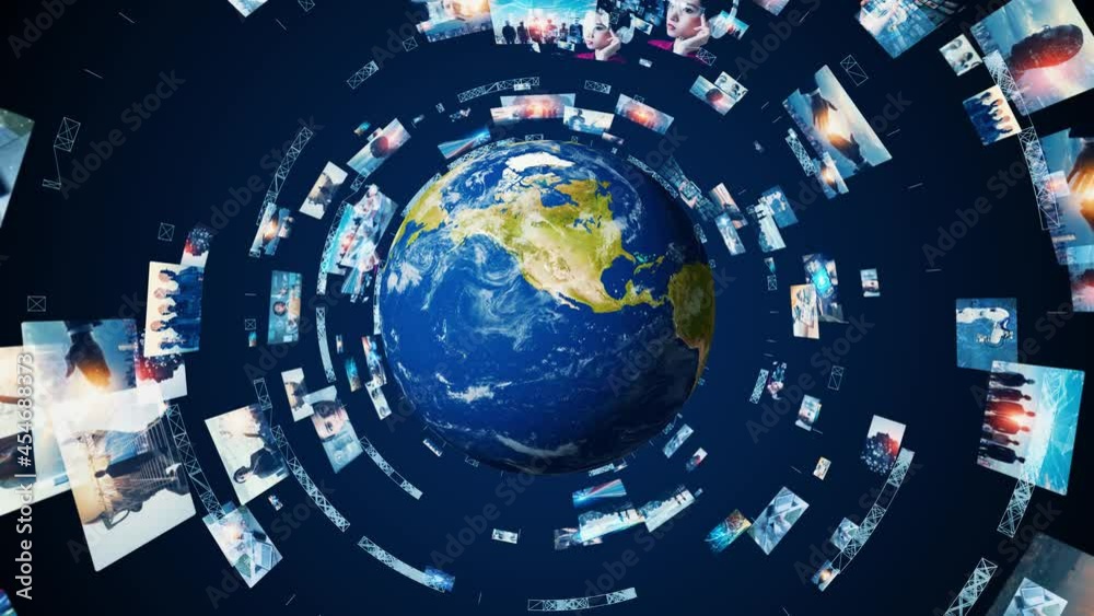 Poster Visual contents concept. Image analysis. Digital transformation. Global communication network. 