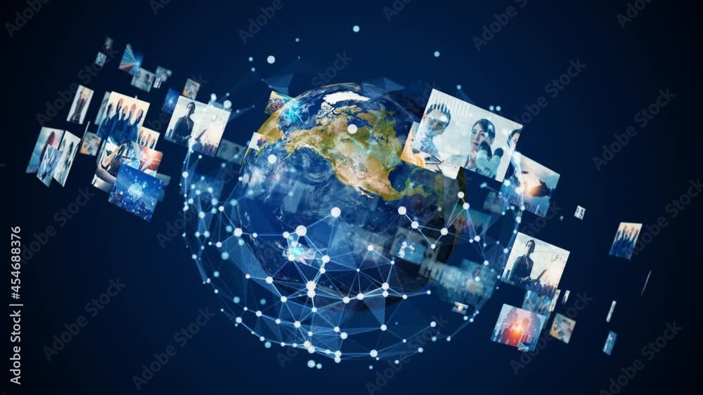 Poster Visual contents concept. Image analysis. Digital transformation. Global communication network. 