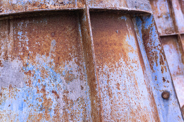 Old metal rusty tetrapad breakwater details close up