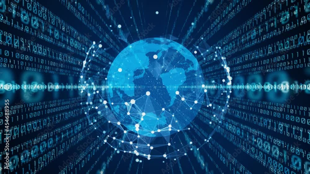 Poster Global communication network concept. Digital transformation. DX.
