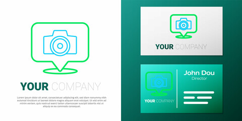 Line Photo camera icon isolated on white background. Foto camera. Digital photography. Colorful outline concept. Vector